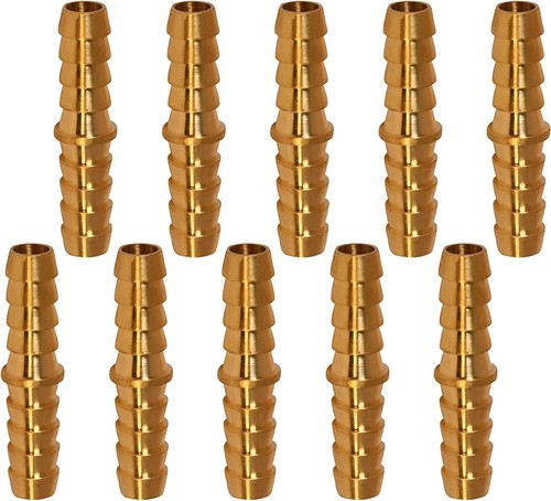1/4"in 10 Pcs Brass Hose Barb Mender Joiner Splicer Adapter Coupler Pipe Fitting