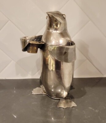 RESTORATION HARDWARE Penguin Double Candle Bearer Holder  Silver Heavy