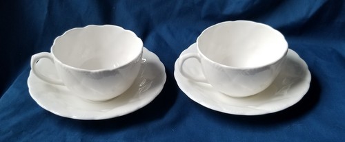 Lot of 2 Wedgwood Oceanside Flat Cups & Saucers Seashell Pattern 1985-2001 - Picture 2 of 10