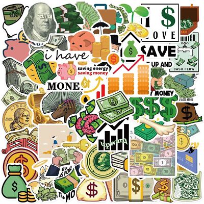   50 x Money Dollar Geld Cash Cartoon Style Stickerbomb Aufkleber