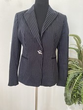 Michael Kors Women's Black Stripe Polyester Blend Blazer Jacket Size 8 EUC 139
