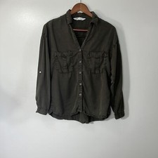 ZARA Green Long Sleeves Button-Down Women's Shirt Size S