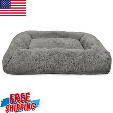 Modern Large Furry Bolster Dog pet Dog Bed Comfort Support Machine-washable New