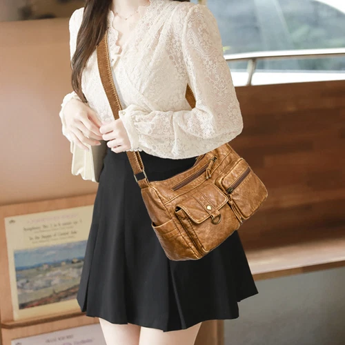 Womens Vintage Soft Leather Shoulder Bag Purse Lady Messenger Crossbody Bag - Bild 13 von 50