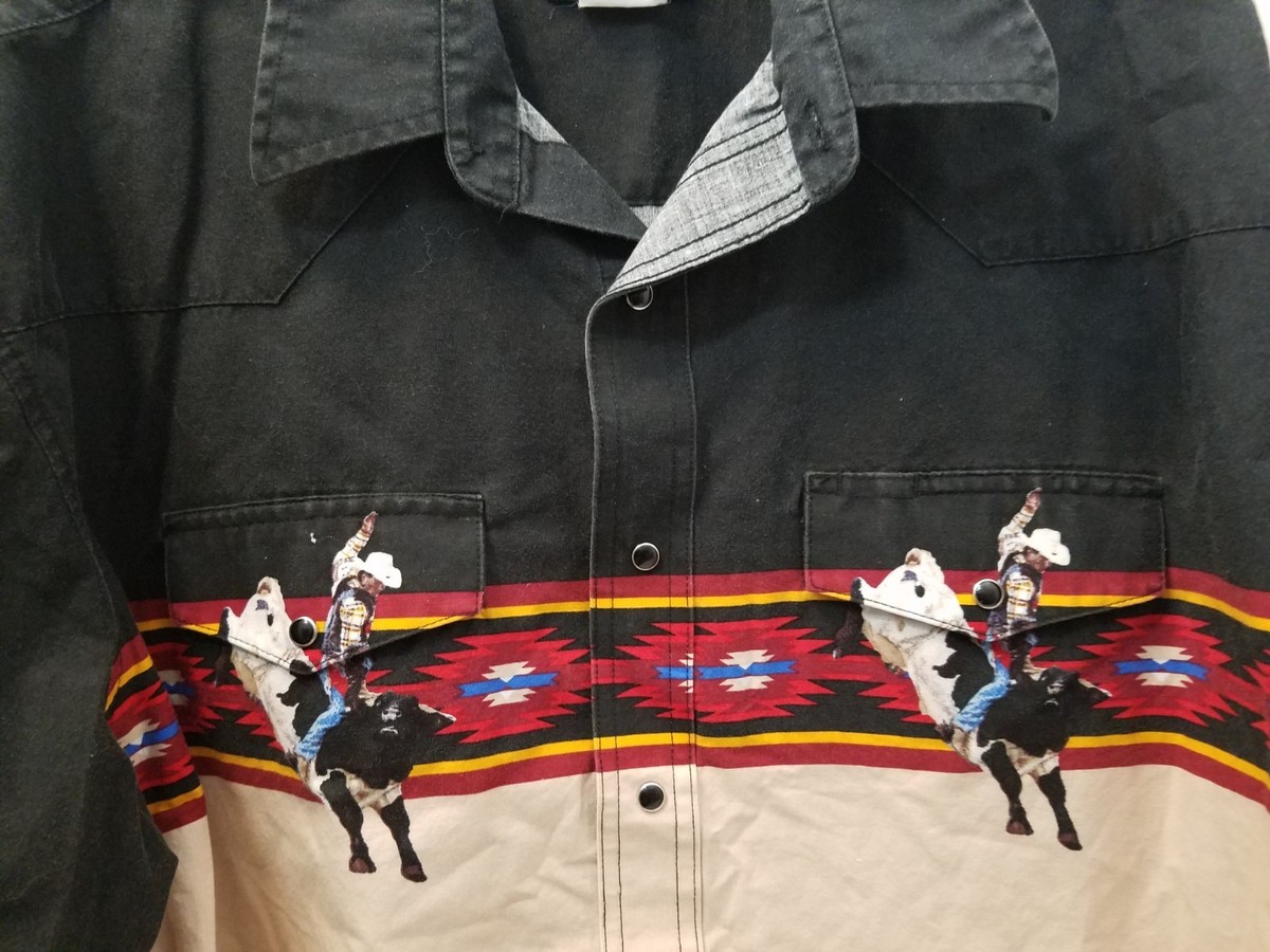 Vintage Wrangler Men Jeans Western Cowboy Horse Rodeo Shirt Pearl
