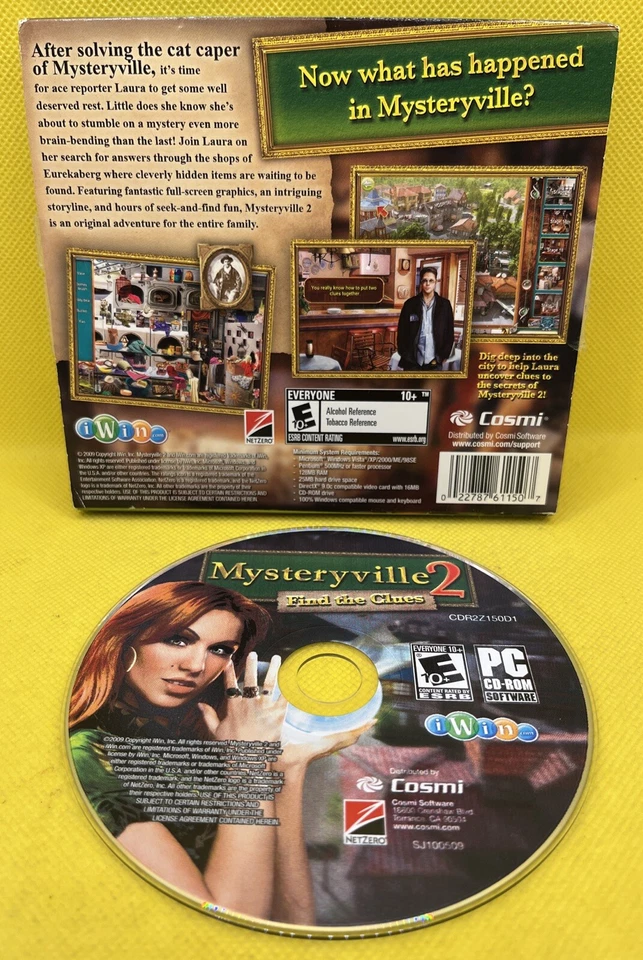 📦 Mysteryville 2: Find The Clues (PC CD-ROM, 2009, JC w/ Slipcover, iWin) - Image 2 of 4