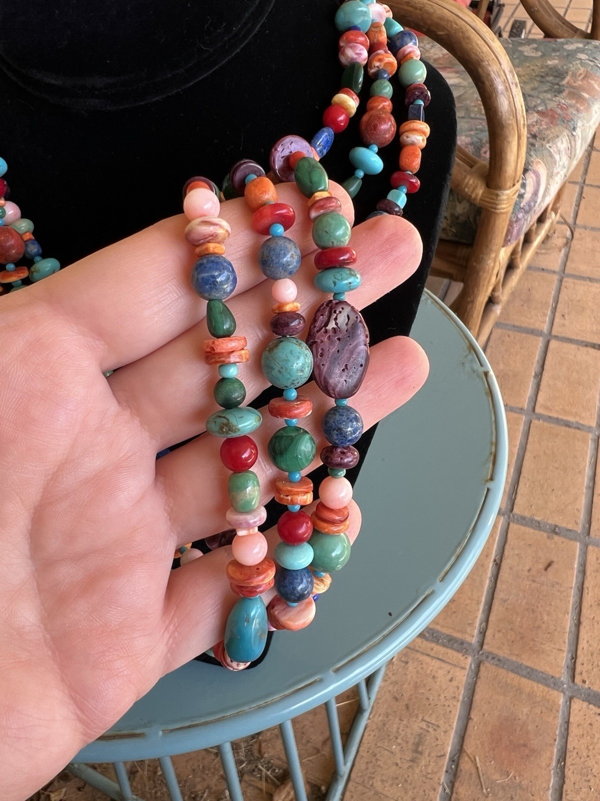 3 Strand Multi Stone Turquoise Native American Ne… - image 8