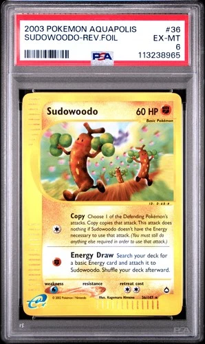2003 POKEMON AQUAPOLIS #36 SUDOWOODO-REV.FOIL PSA 6