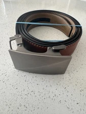 Men's Adjustable Ratchet Buckle Brown Leather Belt Chaoren