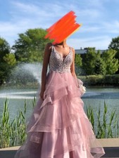 prom dress xs /0 mauve pink long flowy. Great condition