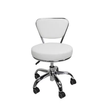 DAYTON WHITE Rolling Nail Pedicure Stool Pneumatic Adjustable Height Salon Chair