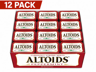 ALTOIDS Classic Peppermint Breath Mints, 1.76-Ounce Tin (Pack of 12)