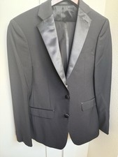 Calvin Klein Black Tuxedo 36S Jacket Two Button with Satin 28 Pants Worn Once