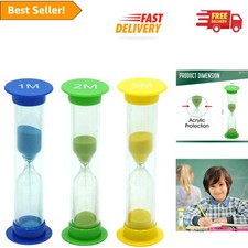Compact Sand Timer Set for Classroom and Home - 3 Colorful 1, 2,  5 Min Timers