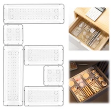 6 Pack Clear Drawer Organizer SetVersatile Bathroom and Vanity Organizer Tray...