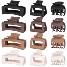 3 Style Hair Clips for Women - 12 PCS Small Medium Big Claw Clips Neutral Colors