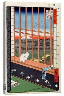 Leinwandbild Eine Katze Sitzt auf dem Fenstersitz - Utagawa Hiroshige
