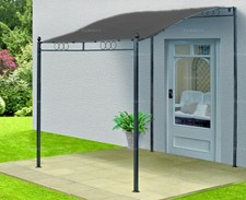 Wall Mounted Lean To Gazebo - 2.5x3m (8x10'), Metal Frame, Grey Patio Canopy