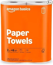 Amazon Basics 2-Ply Flex-Sheets Paper Towels, 2 Basics Rolls = 6