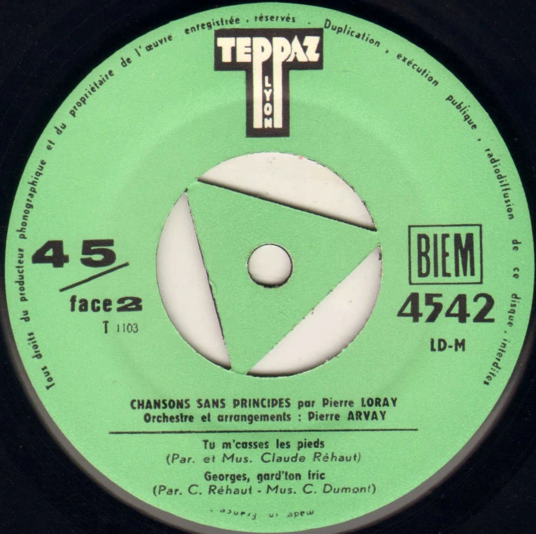 PIERRE LORAY "CHANSONS SANS PRINCIPE" EP 1958 TEPPAZ 4542