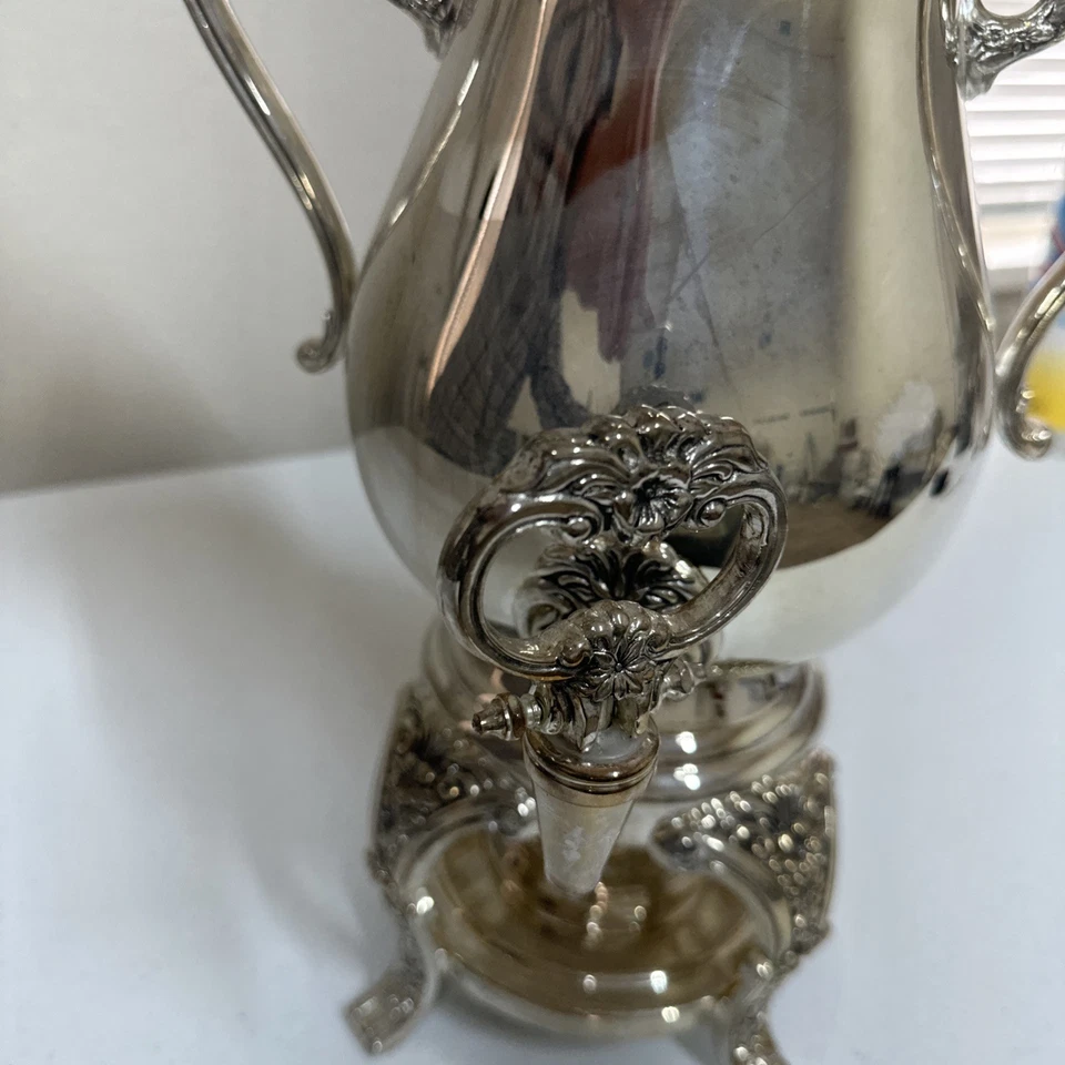 Reed & Barton Sheffield Silverplate Samovar Coffee Urn 3 qt Capacity 18” tall - Image 2 of 4