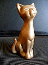 Katzen Figur aus Messing, sehr schwerr, sitzend H&ouml;he 13,4 cm