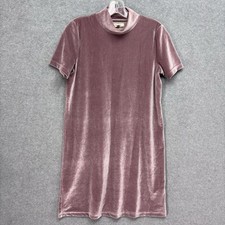 Madewell Mock Neck Mini Shift Dress Mauve Small Pink Velvet Pastel Valentines