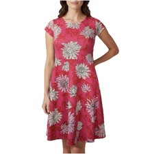 NWT Talbots Pink Floral Knit Short Sleeve A Line Flare Dress Size 12