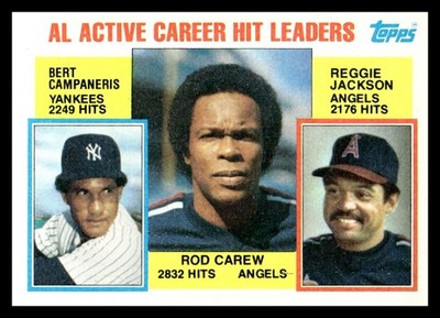 1984 Topps #711 AL Hit Leaders Rod Carew / Bert Campaneris / Reggie Jackson