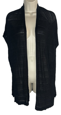 Torrid Black Open Knit Lightweight Short Sleeve Cardigan Kimono 00/0 Med (10-12)