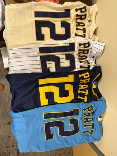Milwaukee Brewers Cooper Pratt Jersey IN USA fast ship, no lead time