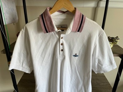 Vivienne Westwood mens White Pink Collar Polo Jersey size XL Shirt
