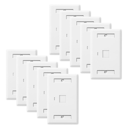 NavePoint Keystone Jack Wall Plate 1-Port, Single Gang, White, 10-Pack - Afbeelding 3 van 4