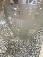 Vintage Jeanette Glass Iris And Herringbone Water Pitcher Large
