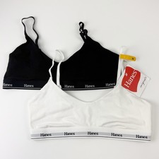 Hanes Originals Comfort Flex Crop Bralettes Bras Medium Set of 2 Black White NWT
