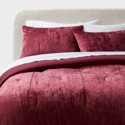 Комплект постельного белья Threshold Comforter Velvet Distressed Crinkle Ягодно-красный Королевский 7290₽