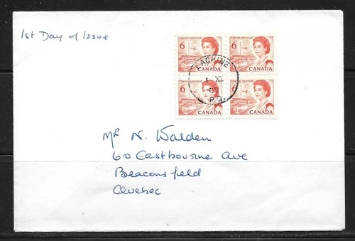 Canada - 1968 6c QEII Centennial Block of 4 - 1st Day of Issue Cover