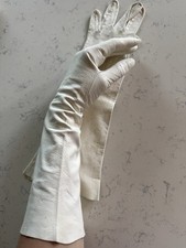 Van Raalte Women  s Long White Leather Gloves S / 6.5 pre-owned