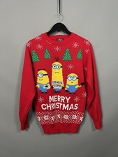 MINIONS CHRISTMAS Jumper - Size Small - Red - Great Condition - Men s