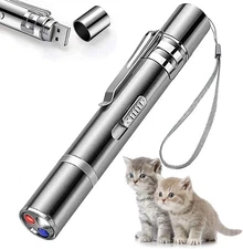 Cat Laser Pointer Toy Dog 7 Adjustable Pattern Long Range Lazer Toy USB Recharge