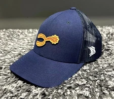 Branded Bills Hat Cap Trucker Snapback Blue Mesh Spur Logo Western Cowboy