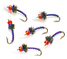 Rojo Midge Purple Nymphs Chironomid - Premium Trout Fly Fishing Flies