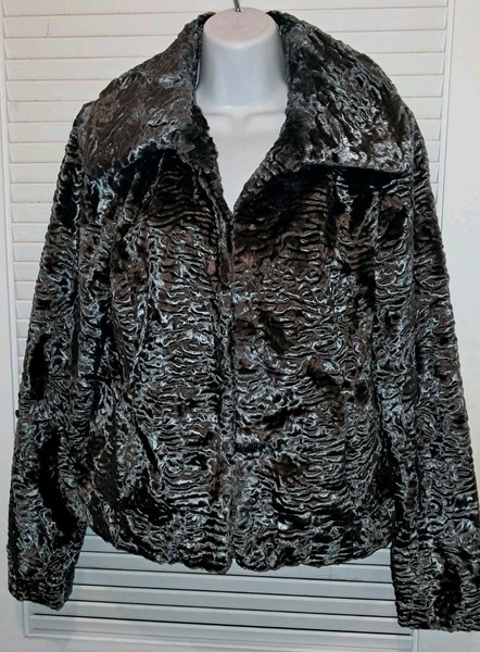 Chaqueta de lana de corderos rizados imitación negra mercado negro de la Casa Blanca talla M