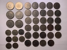 43 Vintage, Norwegian Coins - 5 Kroner, 1 Krone, 50 Ore