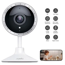 4K Wireless Indoor Security Camera Night Vision Two-Way Talk Wi-Fi Voice Control