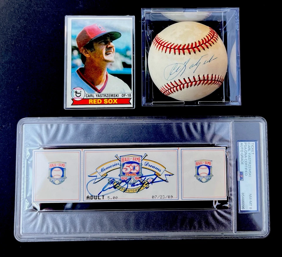Carl Yastrzemski PSA/DNA Autographed HOF Induction Ticket 7/23/89 + MLB Ball - Image 2 of 4