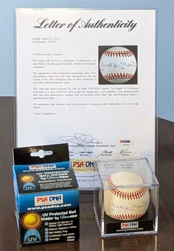 Mickey Mantle Autographed Baseball PSA/DNA Authenticated Letter of Authenticity