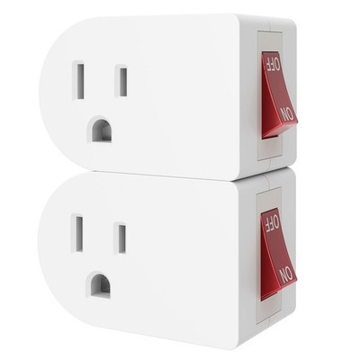 Oviitech 2 Pack Grounded Outlet Wall Tap Adapter with On/Off Power 2 
