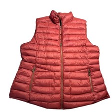 Pendleton Puffer Vest Womens XL Rust Red Down Filled Quilted Full Zip TE149