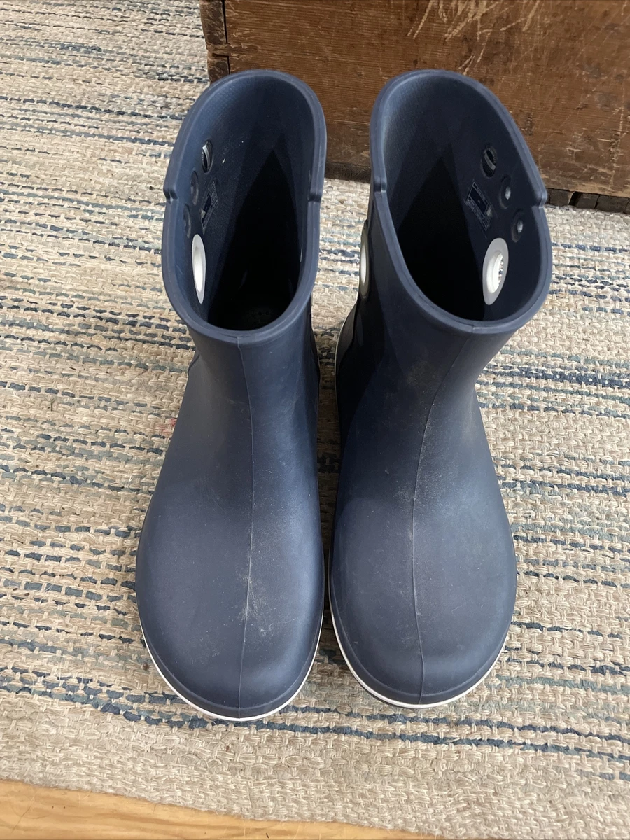 Crocs Womens 9 Jaunt Pull On Shorty Ankle Rubber Rain Boots Navy